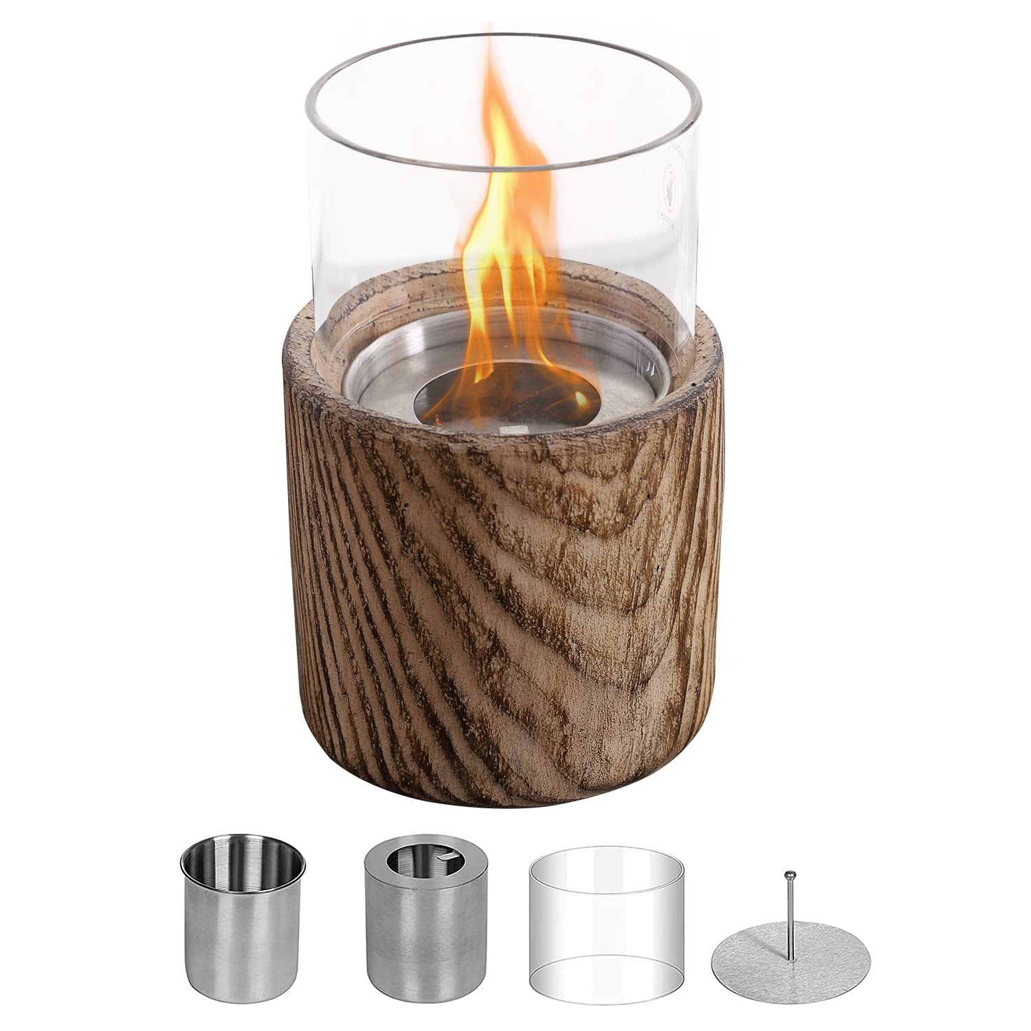Table Top Fire Pit Bowl, Mini Personal Tabletop Fireplace Rubbing Alcohol Indoor Fire Pit with Glass Wind for Indoor and Outdoor Use