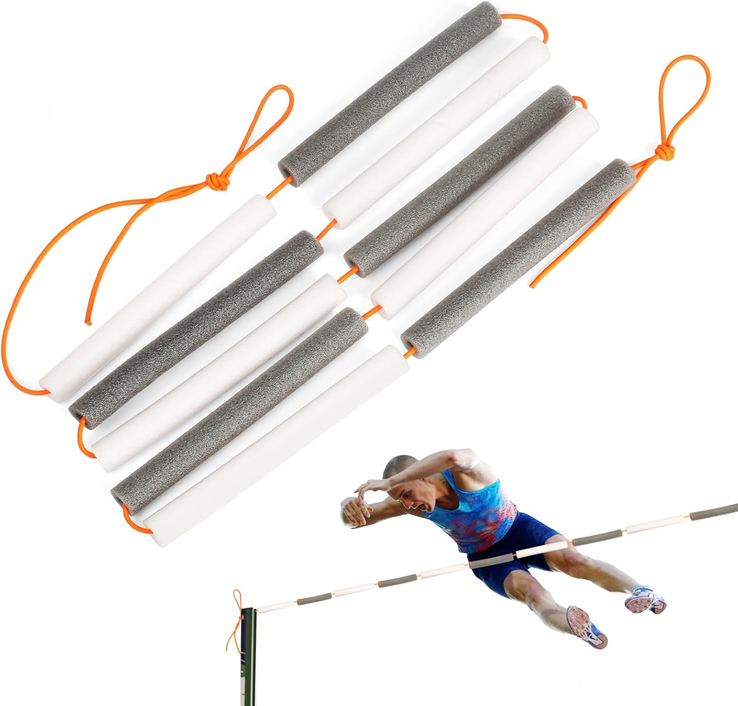 High Jump Training Equipment Crossbar: Elastic Foam Cord Bungee for High Jump Beginners Athletes Practice