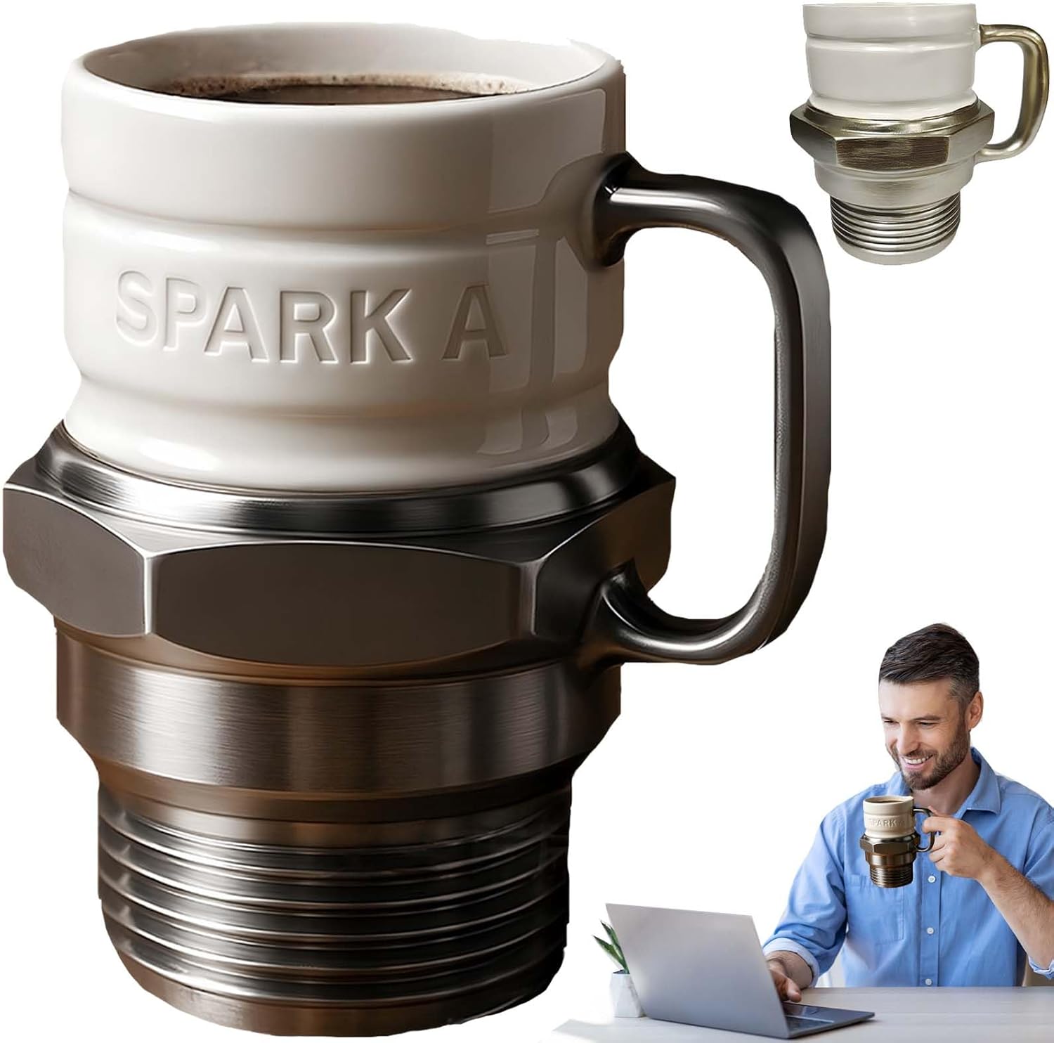 Spark Plug Mug – Engine-Themed Coffee Cup, 250ml Personalized Drinkware for Car Lovers, Mechanics, and Office Use