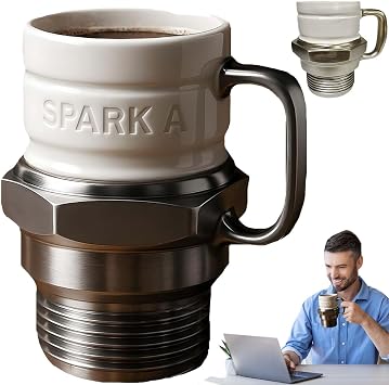 Spark Plug Mug - Engine-Themed Coffee Cup, 250ml Personalized Drinkware for Car Lovers, Mechanics, and Office Use