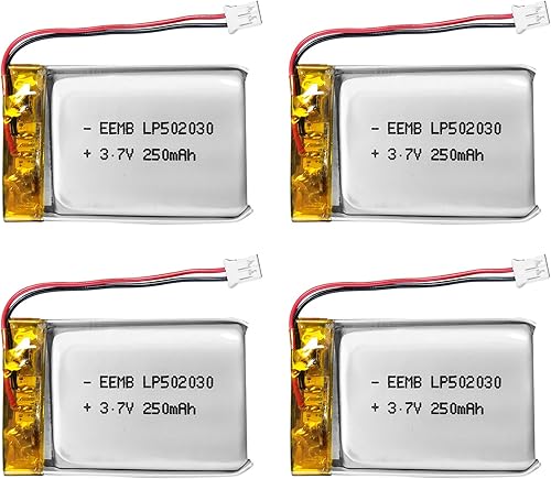 Miniatura 15 de EEMB Batería de polímero de litio de 3.7 V 250 mAh 502030 Lipo Batería recargable con cable JST 0.079 in Conector JST para VXI Blue Parrott