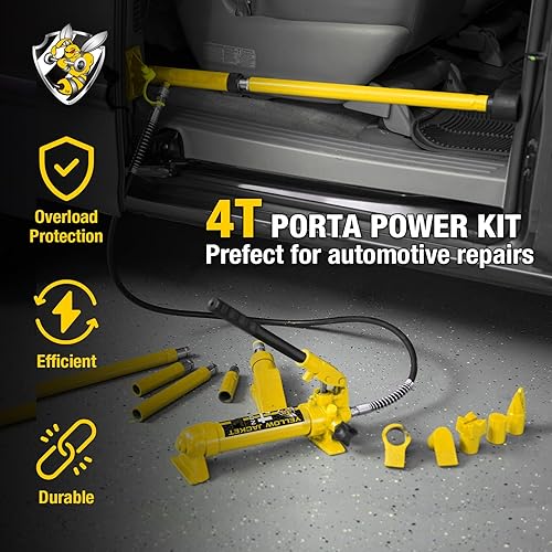 Miniatura 2 de Yellow Jacket Porta Power Kit de 4 toneladas hidráulico Auto Body Jack Ram Herramientas de reparación de marco portátil Kits de gato de coche Juego