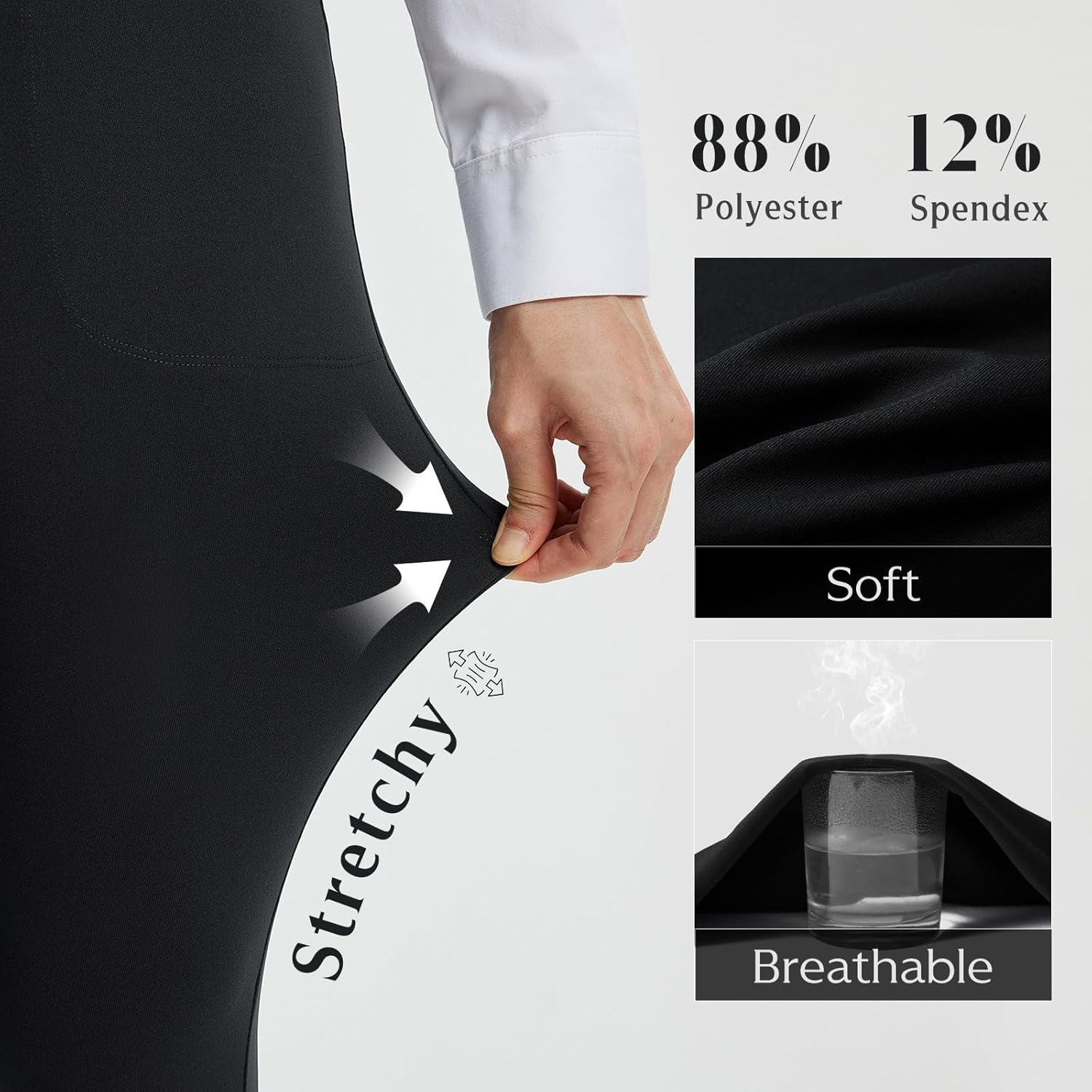 baleaf Womens Skinny Dress Pants Stretch Petite Yoga Work Pants Pull On Dressy Leggings with Zipper Pockets 7/8 Ankle - Image 4