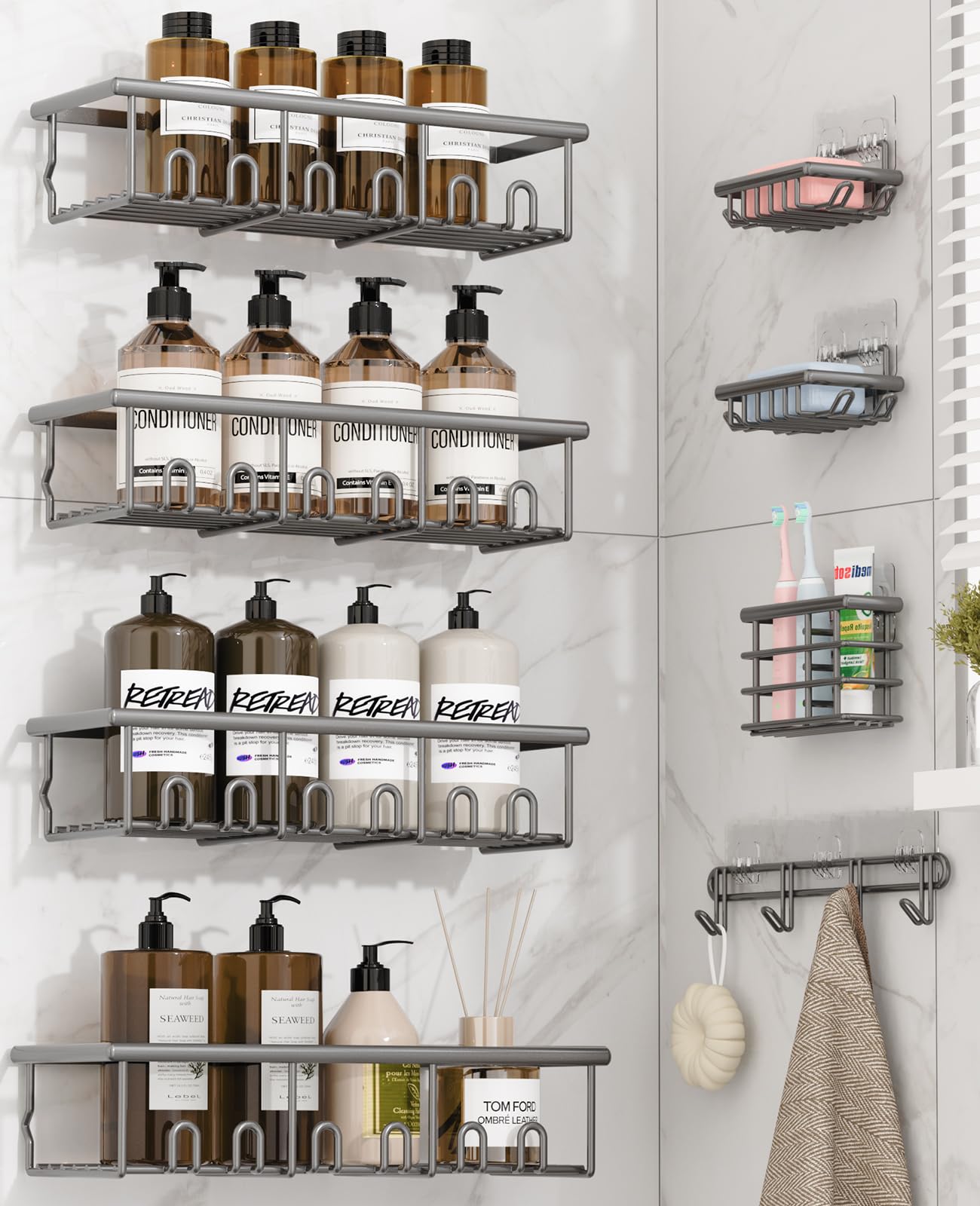 Adhesive Bathroom Holders - 5 Pack, No Drilling! -16 Adhesive Bathroom Holders - 5 Pack, No Drilling! -16