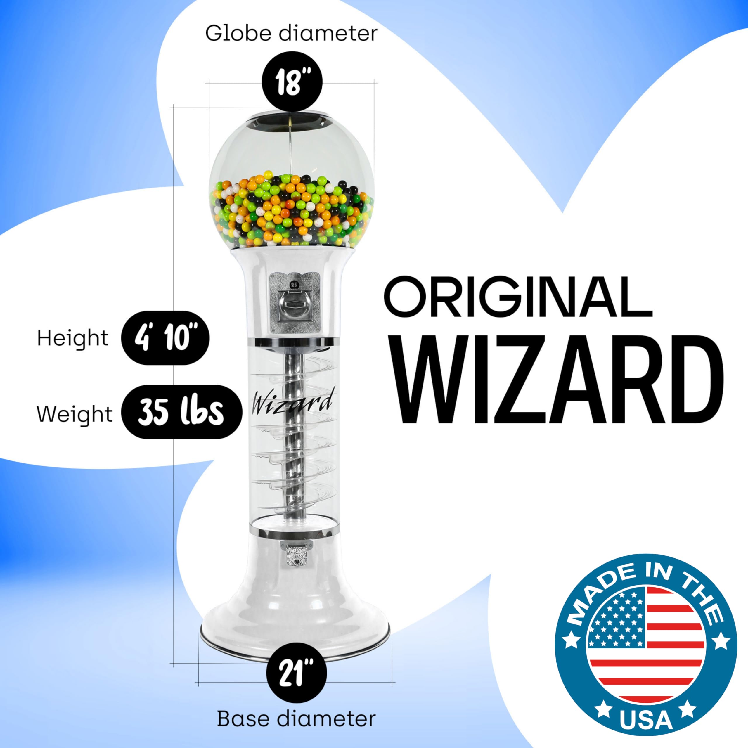 Gumball Machine Original Spiral with LED Light Rope - 4`10