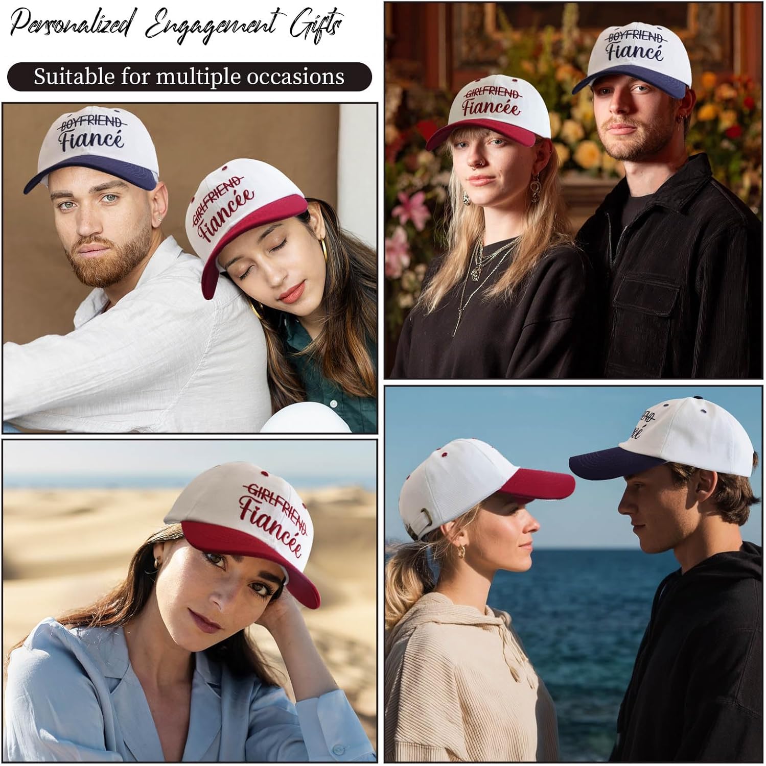 Adjustable Embroidered Hat for Bridal Shower Wedding Engagement Anniversary Honeymoon Newlyweds Couples Gifts