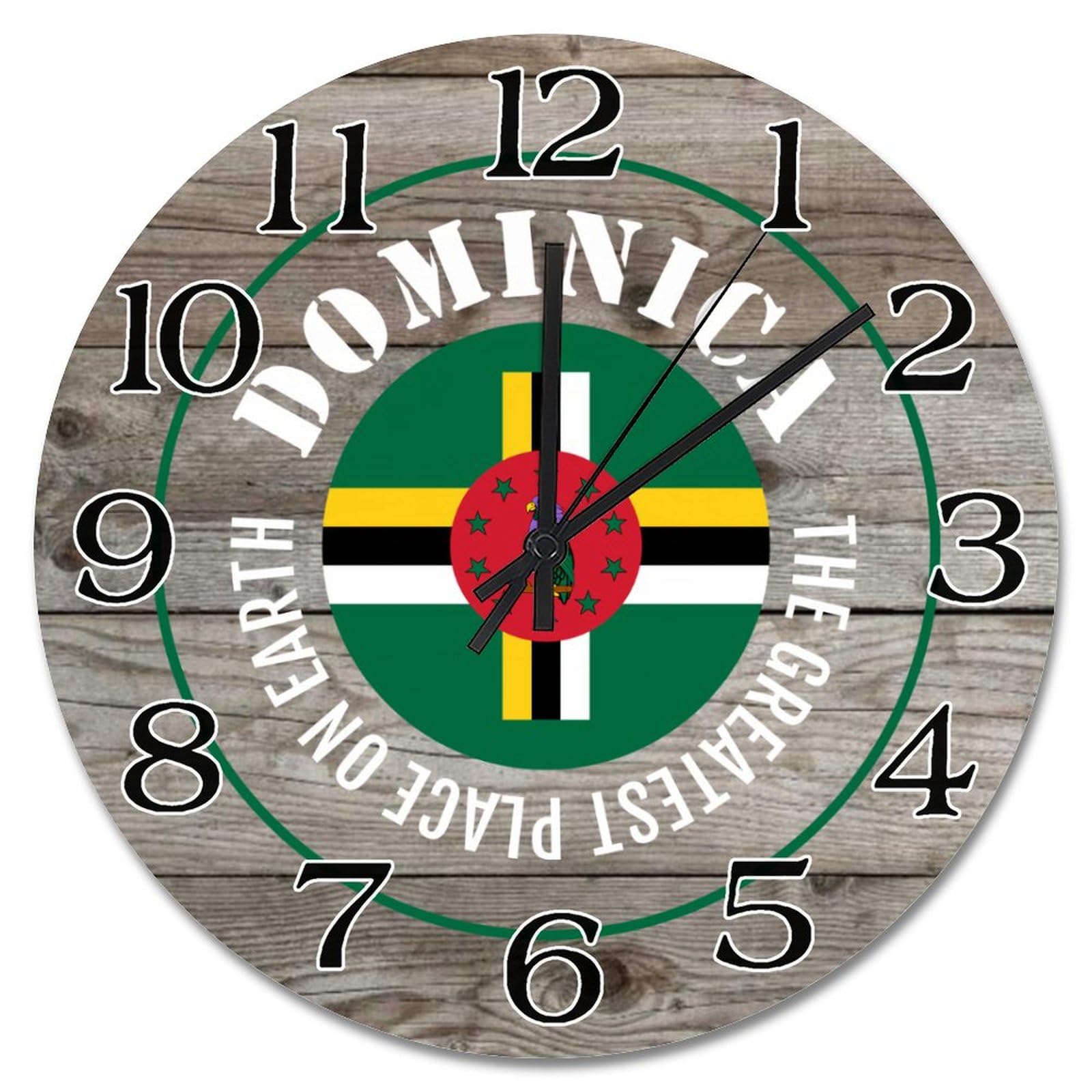 Horloge murale drapeau Dominique de 38 cm pour une décoration de salon rustique et chaleureuse