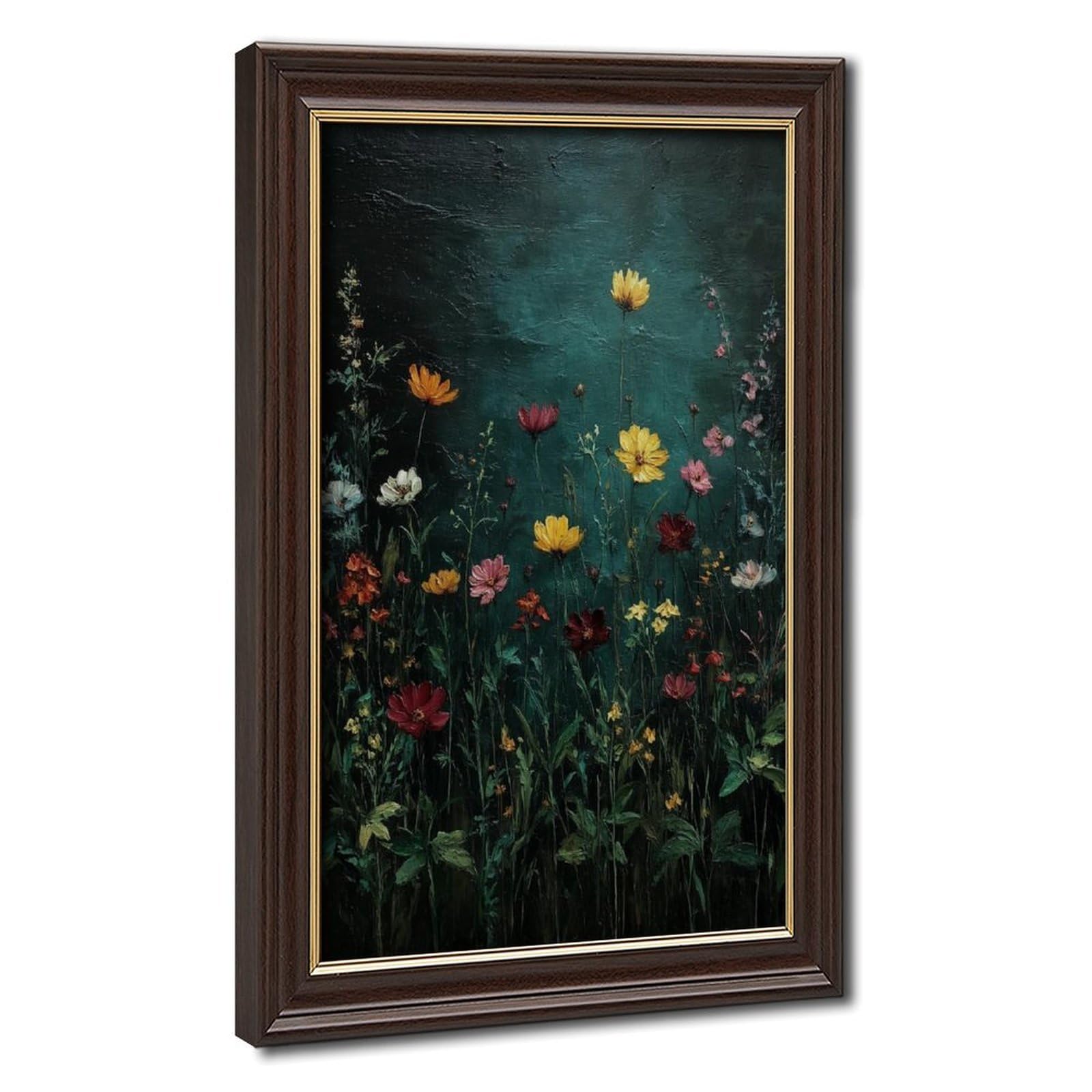 Bareronor Grey Dark Wildflower Field Canvas Poster Bedroom Decor Landscape Office Room Decor Gift 24" L X 36" W