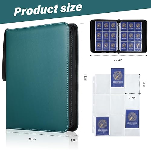 Miniatura 2 de Paquete de 3 carpetas de tarjetas intercambiables impermeables con 900 bolsillos, álbum comercial, carpeta de colección de tarjetas con cremallera,