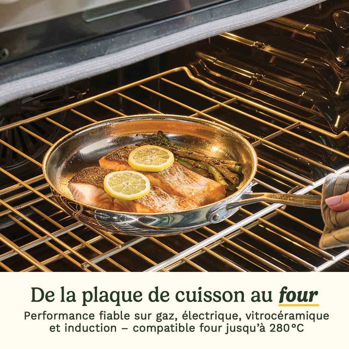 Batterie inox Cuisinart® Chef’s Classic™ 11 pcs : casseroles, poêles, faitout, vapeur | Induction | Fond alu | Poignées Cool Grip™ | Marquages | Couvercles verre | Lave-vaisselle - 7711G