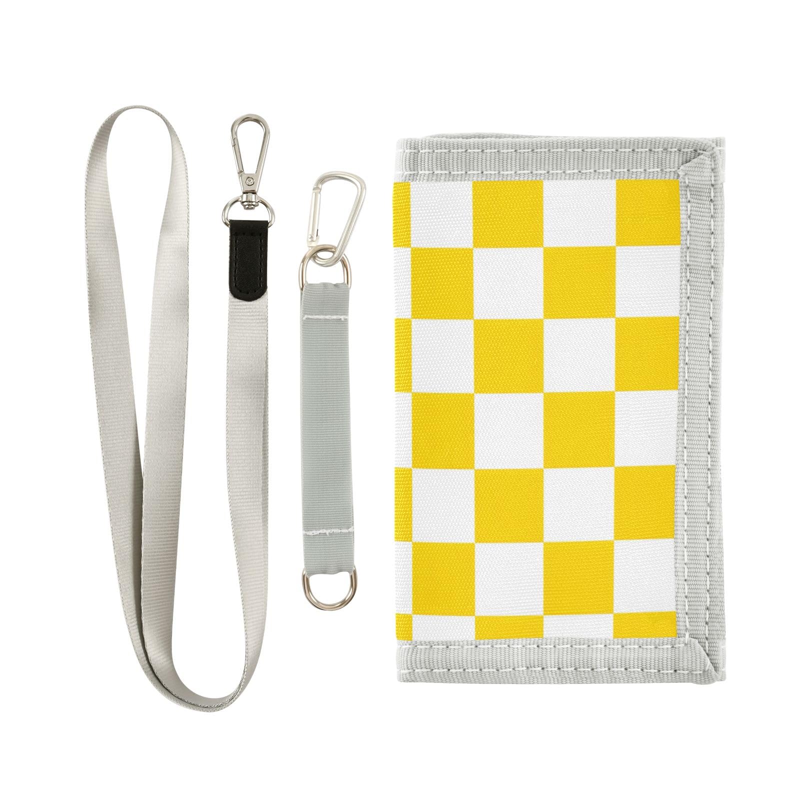 ALAZA Kids Wallets for Boys Girls Toddler Trifold Wallet Children Small Yellow White Checkered with Zipper Coin Pocket