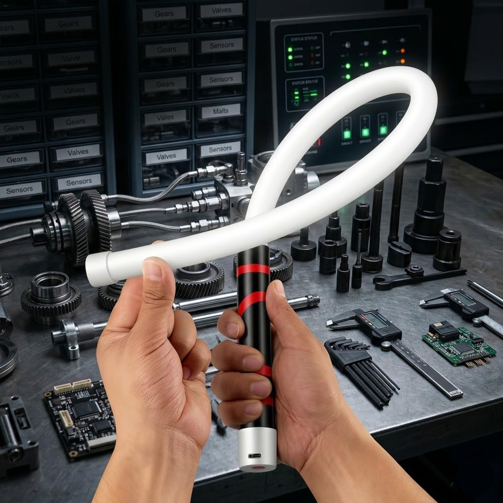 2 PCS Flexible LED Wand Torcia di ispezione ricaricabile a mani libere con 3 livelli luminosità flessibile per spazi ristretti Luce robusta riparazioni automobilistiche e progetti fai-da-te