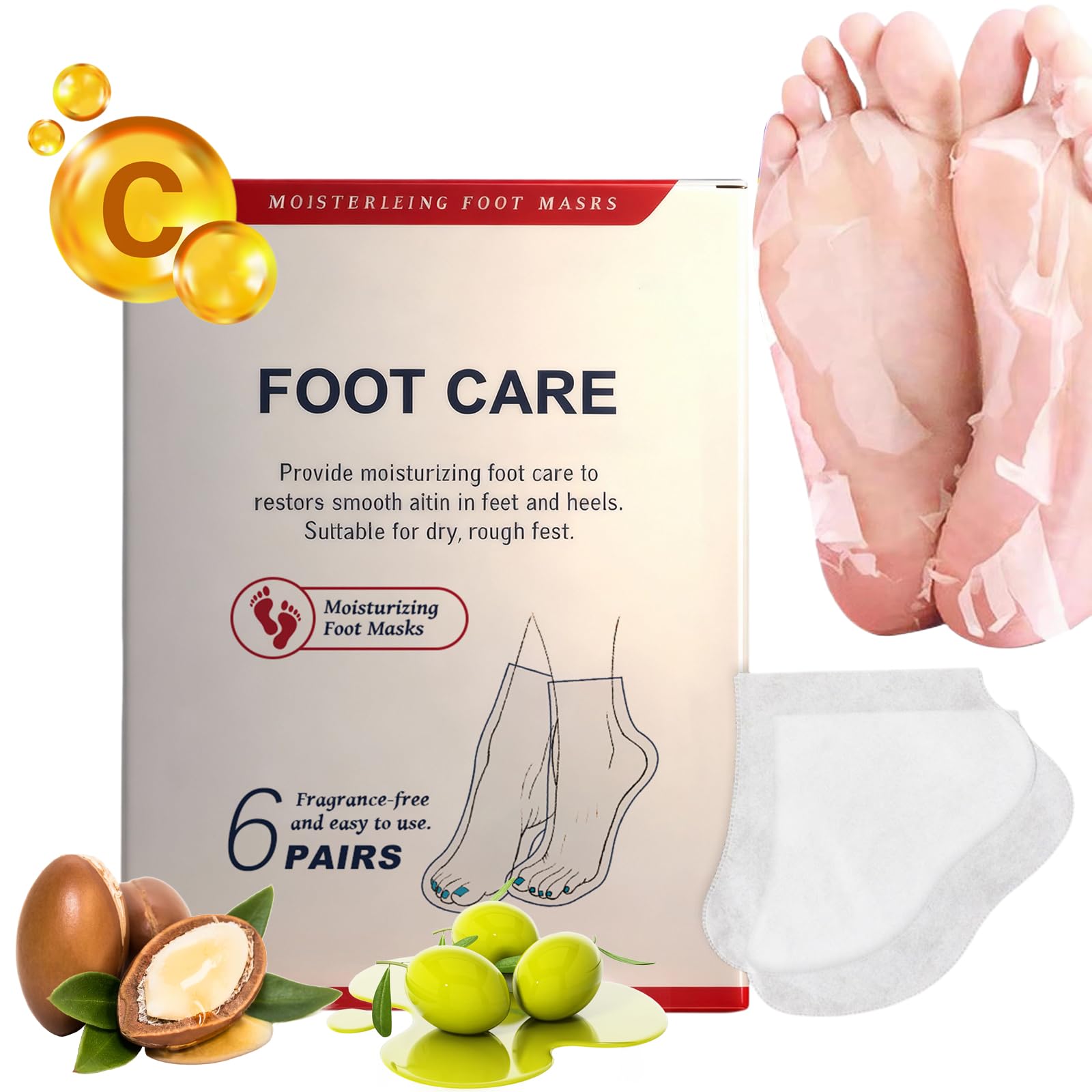 6 Paires Masque Pied, Peeling Pied Nourrissants Et Adoucissants, éliminant Les Callosités, Masque Pieds Hydratant Au Beurre De Karité Et à La Vitamine E, Pour Les Pieds Secs Et Crevassés