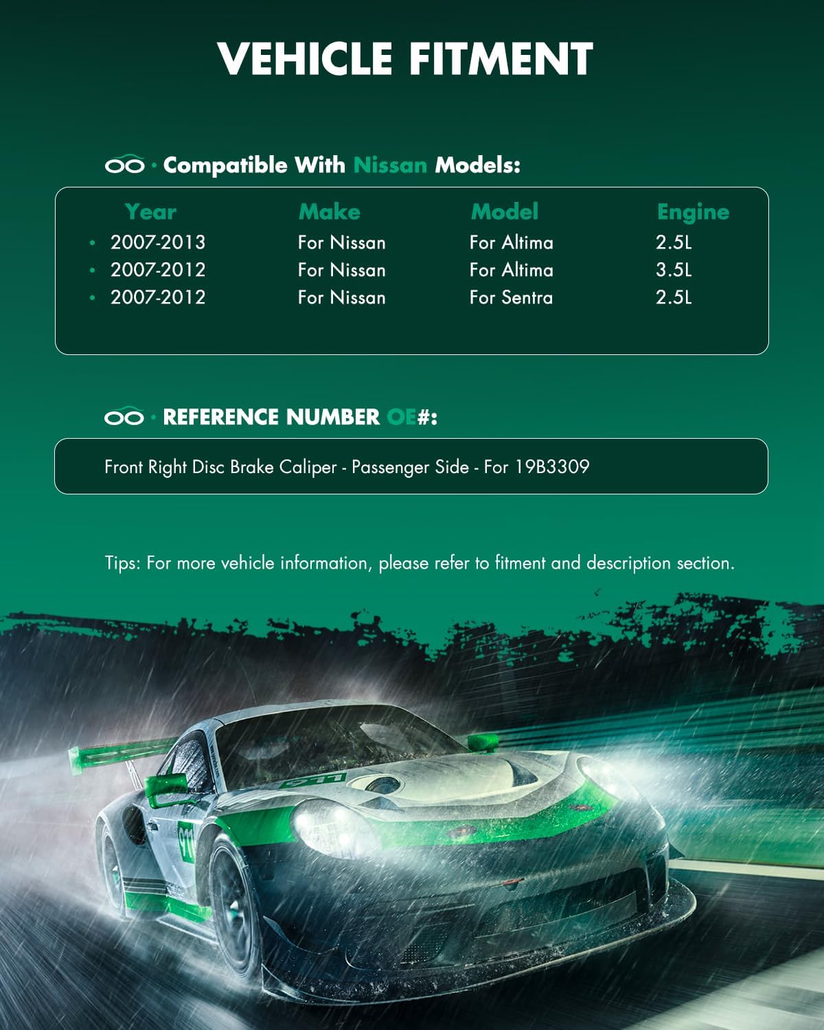 SCITOO Front Right Brake Caliper With Bracket 19B3309 Compatible For Nissan Altima 2007-2013, For Nissan Sentra 2007-2012