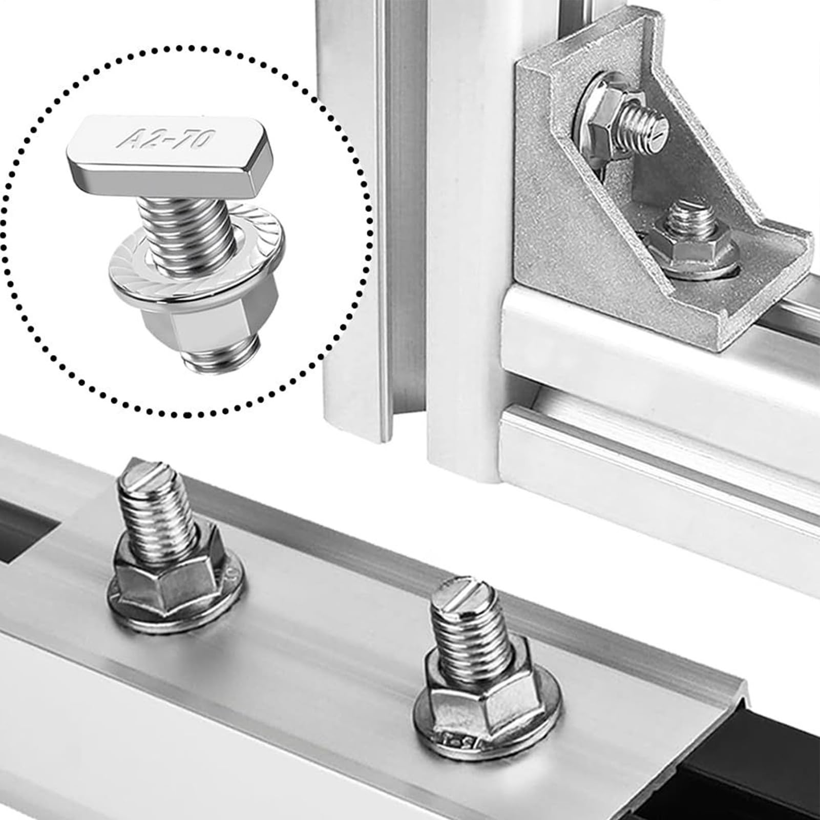 T-Slot Bolts Set, Hammer Head Screw, Sliding Track Hardware, Heavy-Duty Fastener Kit, Automotive Roof Rack Mounting System for Construction Workbench Installation 5.12x3.54x1.18 Inches
