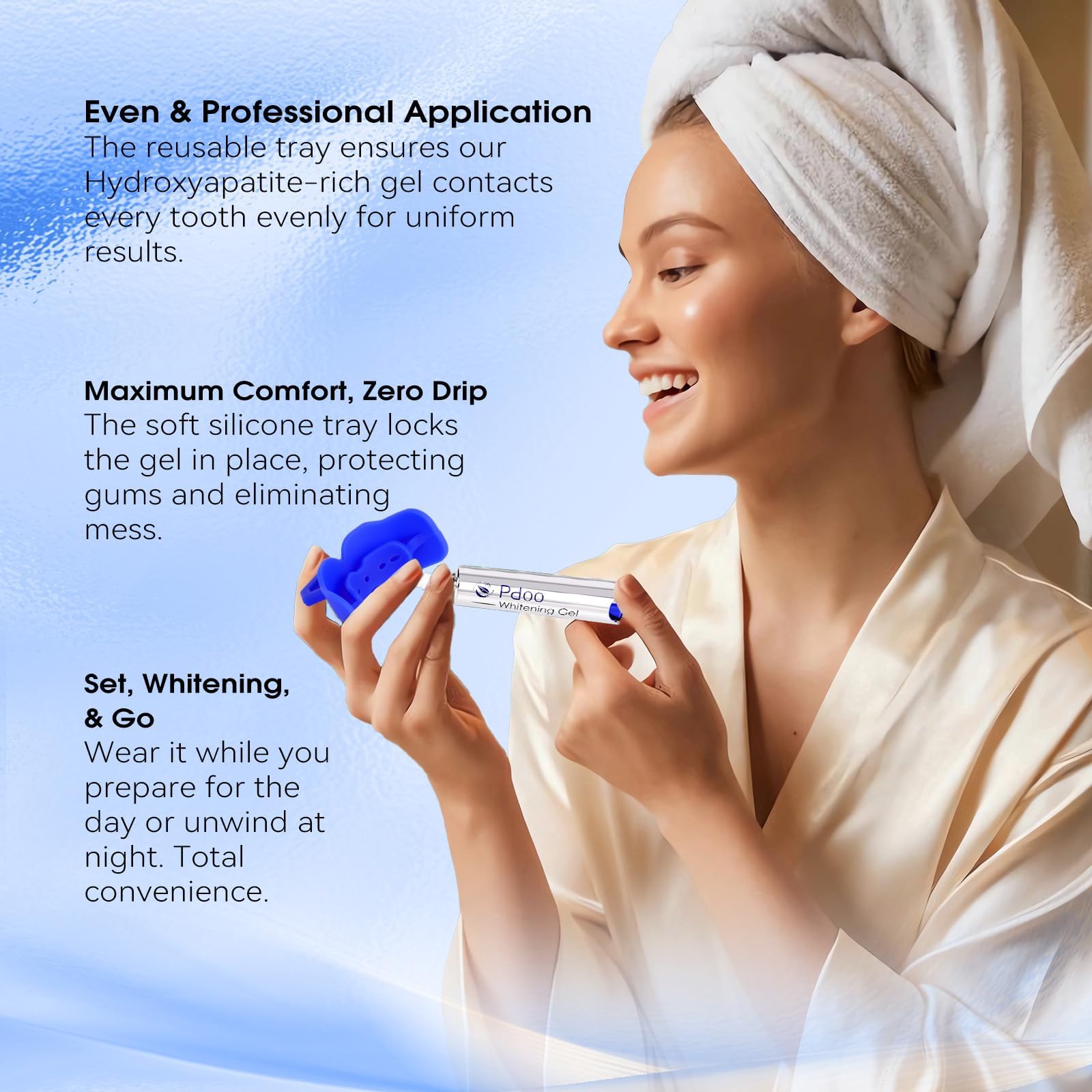 Kit de blanqueamiento dental con Pap+ | Bolígrafo de gel blanqueador de dientes de 10 ml y bandeja de blanqueamiento de silicona para todos los dientes, sin sensibilidad, sin peróxido y kit de