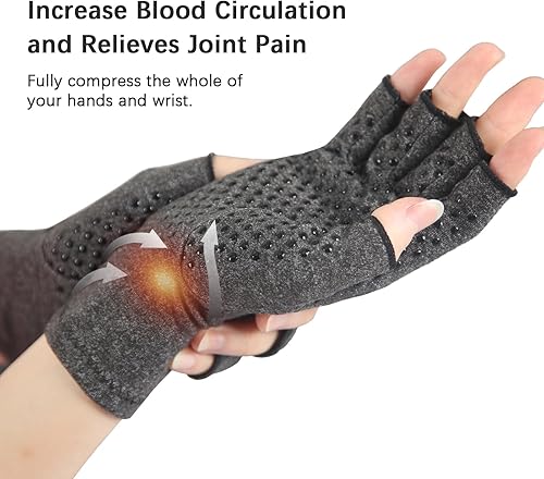 Miniatura 3 de AovYoo Guantes de compresión para aliviar el dolor de artritis, guantes para ganchillo para túnel carpiano, guantes sin dedos para mujeres y hombres