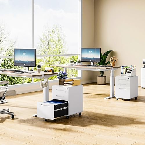 Miniatura 9 de MIIIKO Archivador de 2 cajones, archivadores verticales de metal con cerradura, carpetas de archivos de oficina en casa, gabinete de almacenamiento