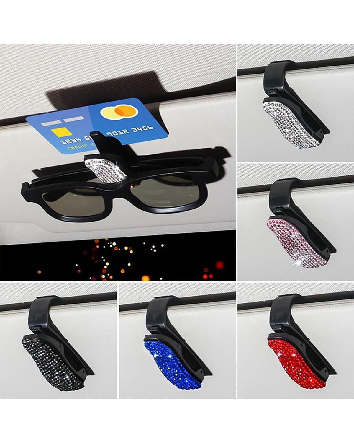 Porta Occhiali Per Auto - 2 Pezzi Clip Per Visiera, In Silicone, Regolabile 180°, Per Occhiali Da Sole E Da Vista - Foto 6