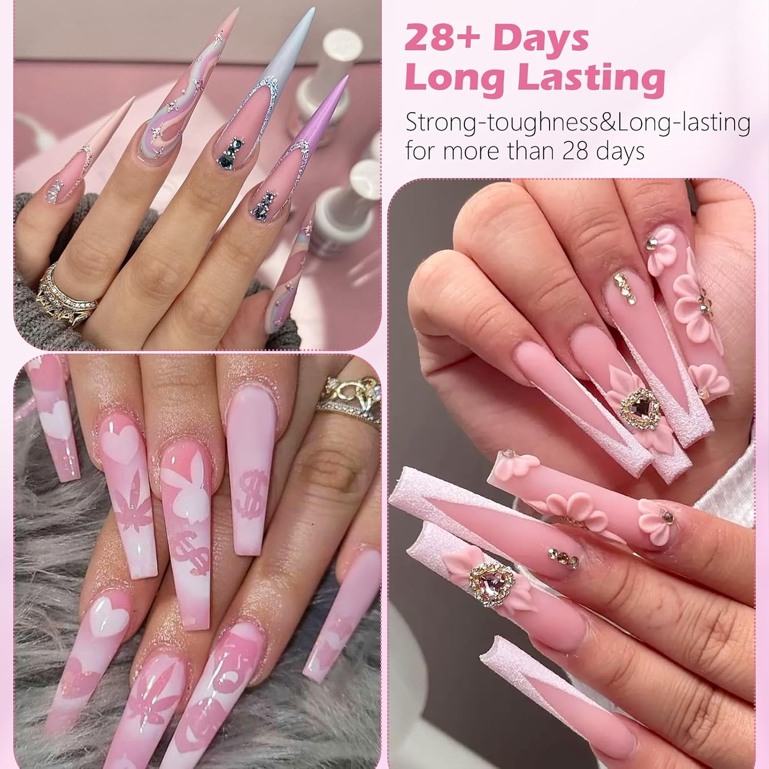 Acrylic Nail Kit- Salon Quality Pink Acrylic Powder and Liquid Set with Kolinsky Nail Brush for Home DIY Salon Nails Application