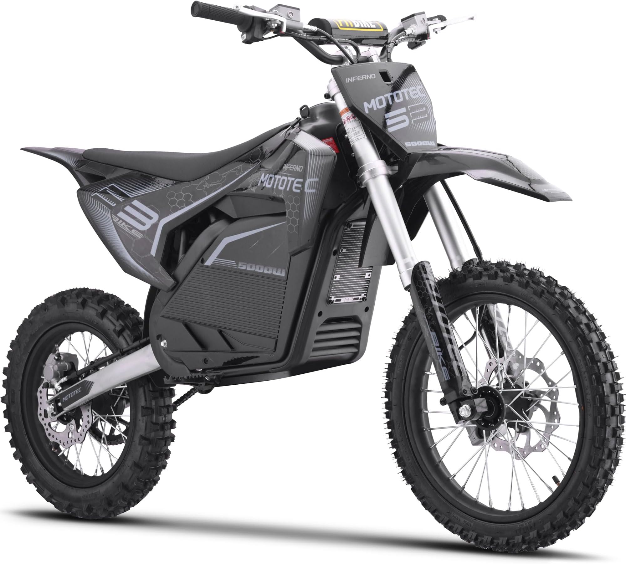 KOOZ HP117E 72V Pro Electric Dirt Bike - 5000W Adult Electric Motorcycle, 30AH Lithium Battery, 50MPH Top Speed, 40 Miles Range | Hydraulic Brakes for Mountain Off-Road Ebike (Grey)