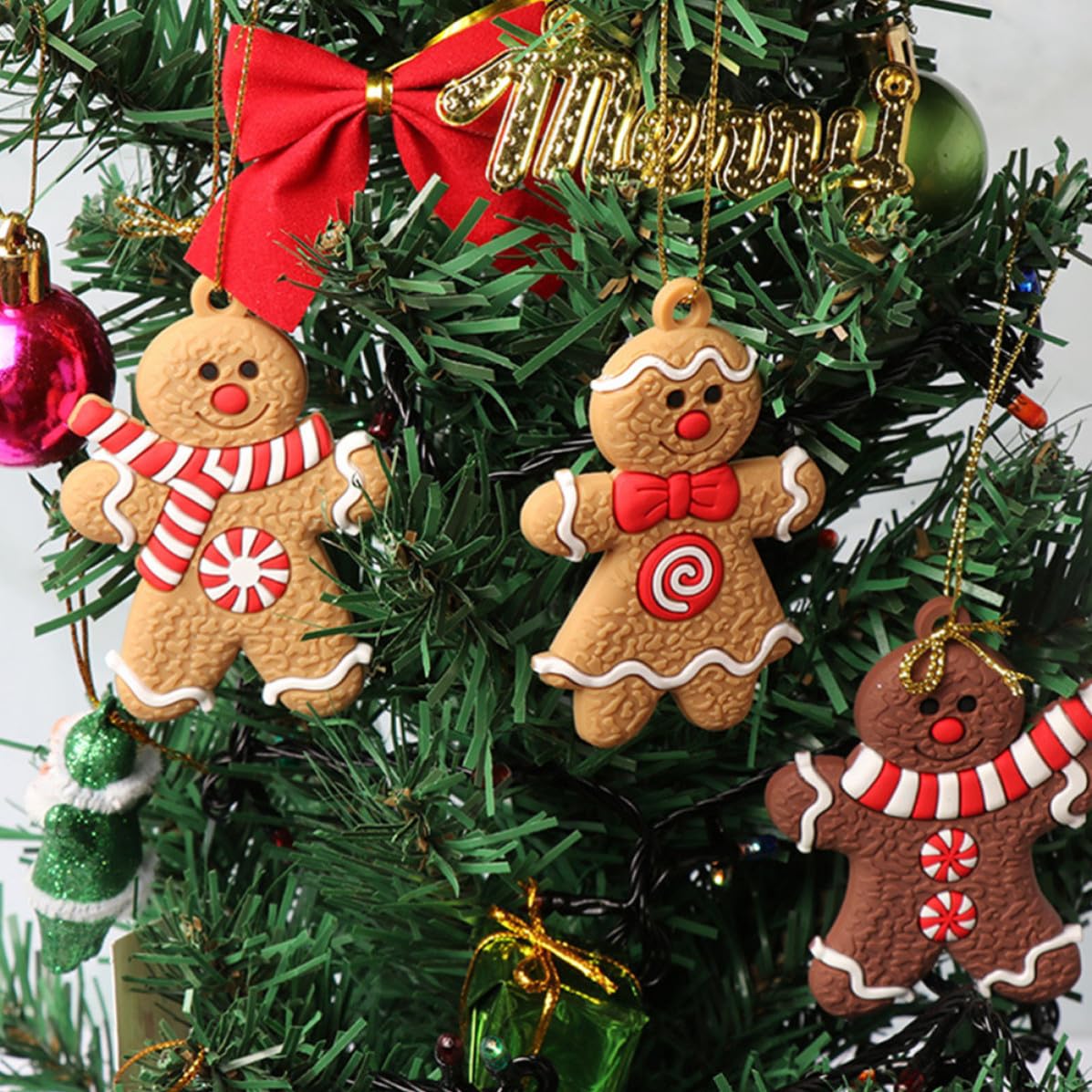 BESPORTBLE 72 Piezas Adorno Colgante de Pan de Jengibre Navideño de PVC