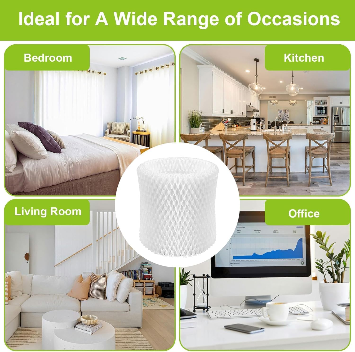 6 Pack Humidifier Filter Replacement Compatible with Canopy Bedside Humidifier & Nursery Humidifiers, Filters Made with Wood Pulp & Paper, Humidifier Wicking Filter, 6 Week Lifespan (White)