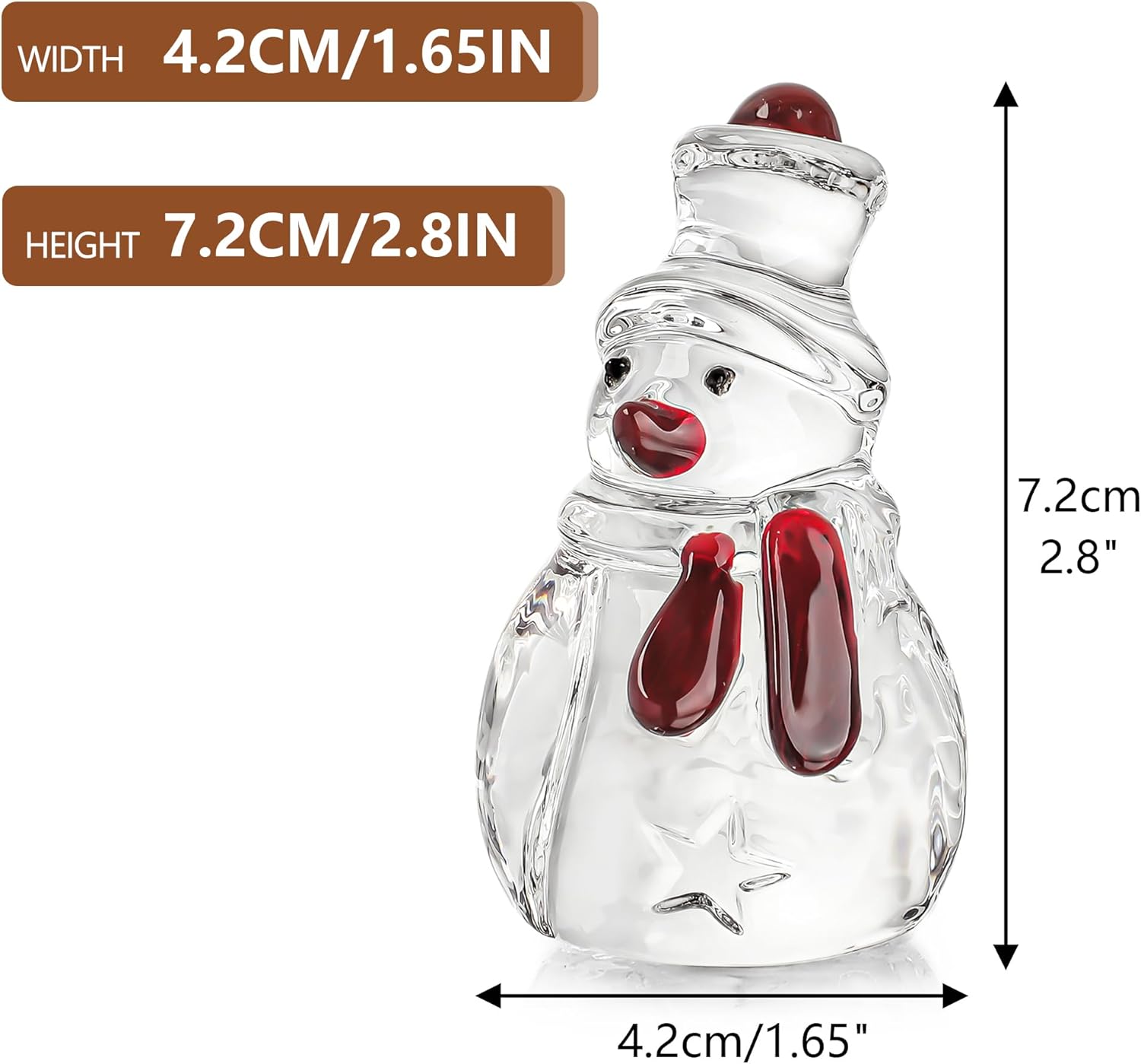 Set of 3 Glass Snowman Figurine 1.6''*4.2'' Handmade Snowman Christmas Decorations Indoor for Home Winter Holiday Glass Paperweight Office Table Decor - Image 6