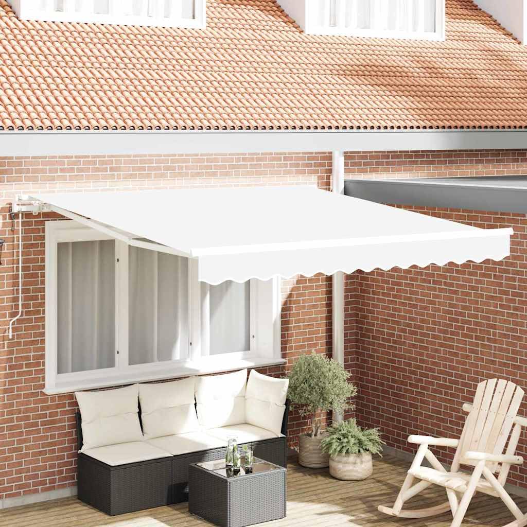 Auvent rétractable électrique blanc 300 x 250 cm en polyester et aluminium