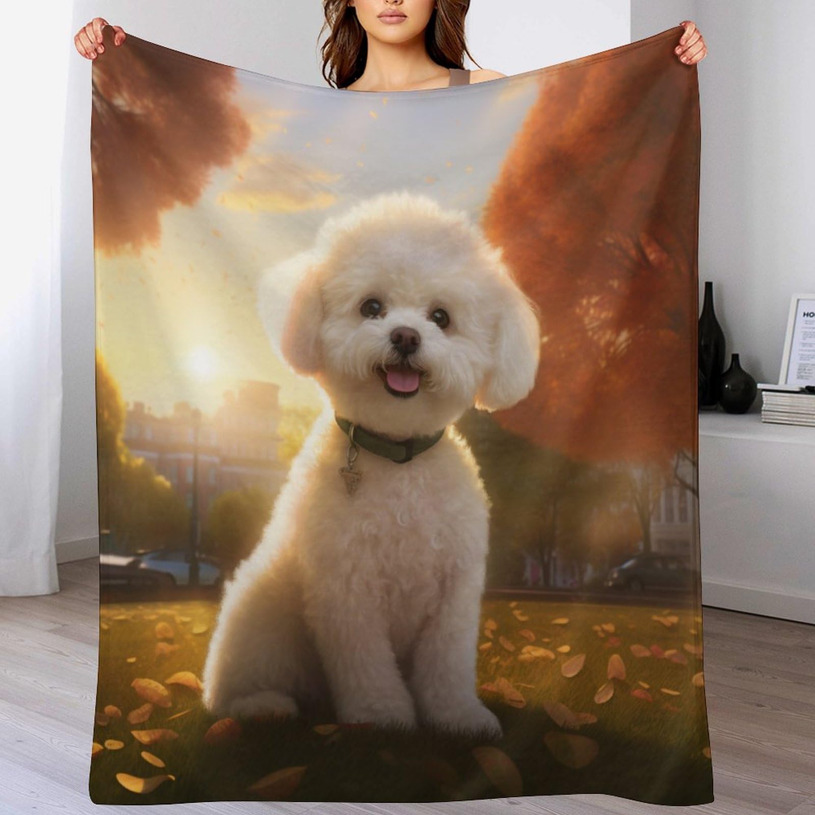 GGJJTT Bichon Frises Blanket Soft Flannel Soft Blanket Gifts 3D Home Decoration For Bed Couch Sofa Chair Bed Blanket 130×150cm