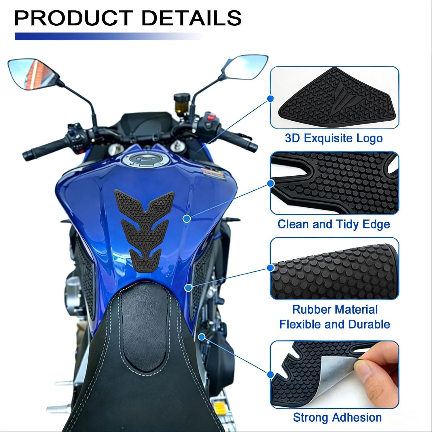 3PCS Motorcycle Fuel Tank Pad Sticker Protector Anti Slip Tank Grip Sticker Compatible with 2023 MT09 2022 2021 MT 09 MT-09 Accessories Side Decals Stickers (2021-2023)