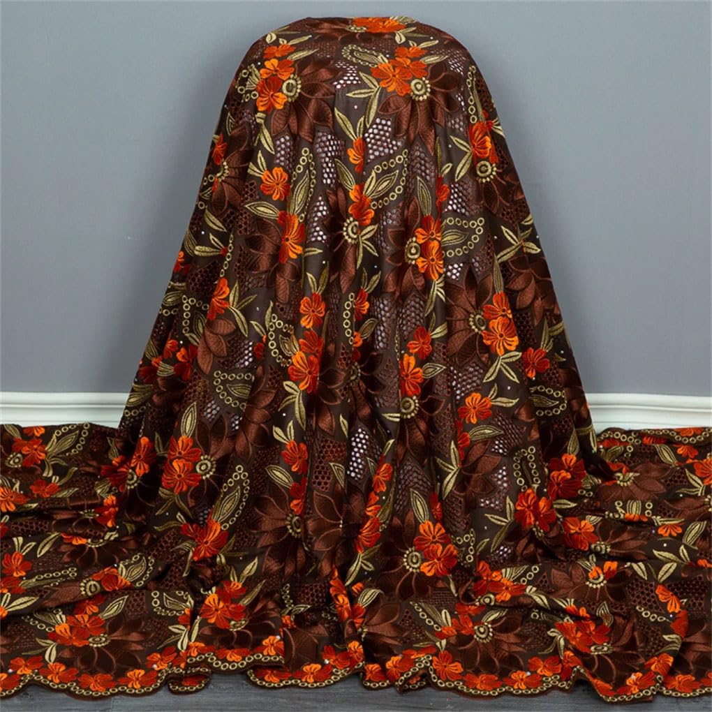 Ricamo In Cotone Africano Fai Da Te Pizzo Tessuto Voile Pizzo Con Pietre Per Abiti Da Festa Di Nozze Da Donna