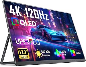 UPERFECT Portable Monitor 4K 120HZ QLED 17 3 0 1ms Gaming Monitor 500 Nits 3840 2160 UHD 100