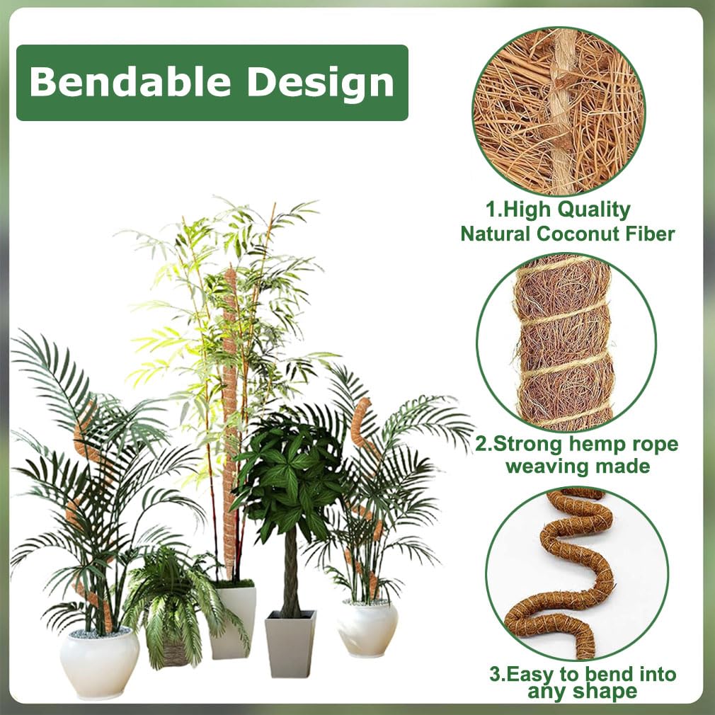 Bendable Moss Poles, Indoor Outdoor Plant Support,Handmade Coconut Fiber Pole Plant Holders - Image 3