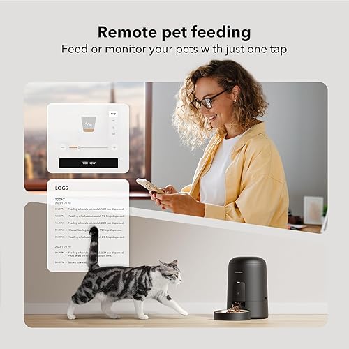 Miniatura 4 de PETLIBRO Comedero automático para gatos, dispensador de comida recargable con Wi-Fi para gatos, funciona con pilas con vida útil de 30 días,