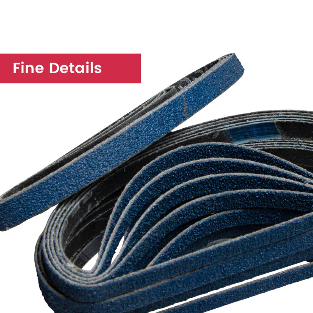 25 Piezas 10x330mm 3/8 '' x13 '' Bandas de lijado Banda de lijadora azul de circonio Grano 40 60 80120 Banda abrasiva, 10 x 330 mm, 60, gruesa