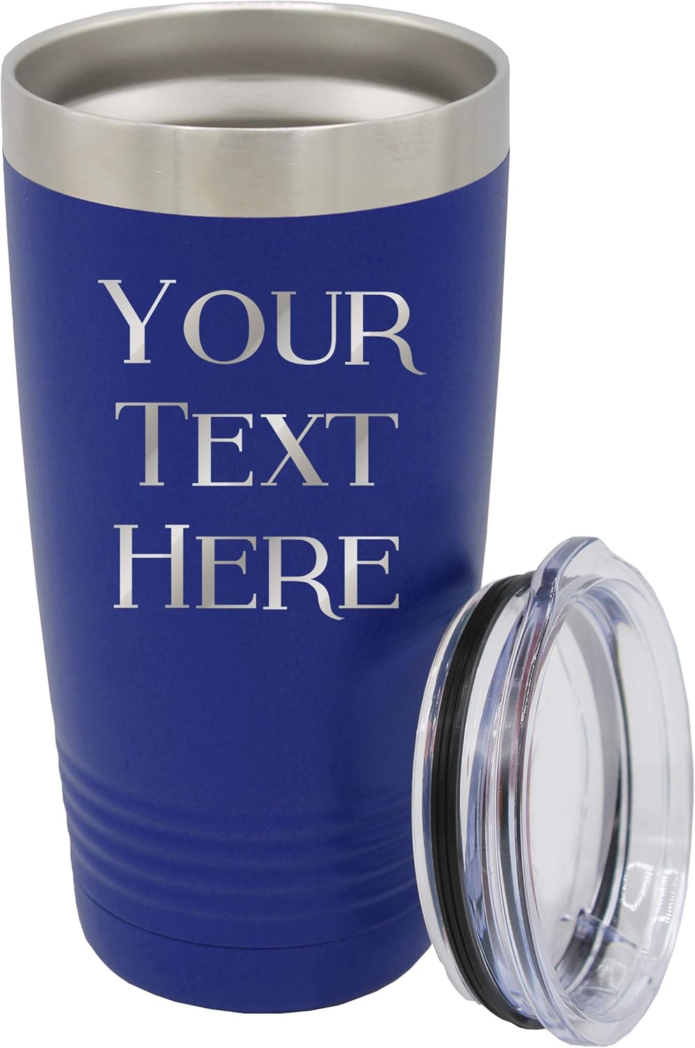 My Personal Memories Customized Personalized 20 oz Stainless Steel Travel Tumbler with Lid - Engraved Double-Wall Vacuum Insulated for Him, Her Your Custom Text (Royal Blue)