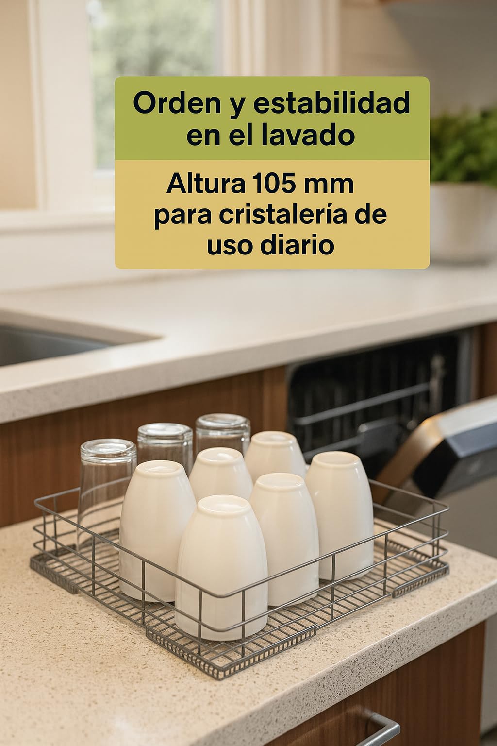 Cesta Para Vasos y Copas 400x400x105 Recambio Tecnico Para Lavavasos Lavavajillas Compatible Con JEMI Ref 3503002 Rejilla Metalica Hosteleria Portavasos Antioxido Drenaje Rapido
