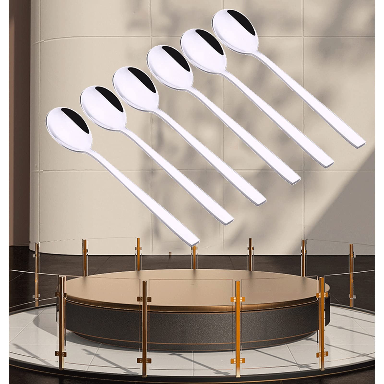 Cucharas de té, cucharas de postre, juego de cucharas de 6 piezas, cucharas de cena de acero inoxidable, ideales for fiestas, barbacoas, picnic, hogar, oficina, uso en restaurantes. Cucharas De Sopa