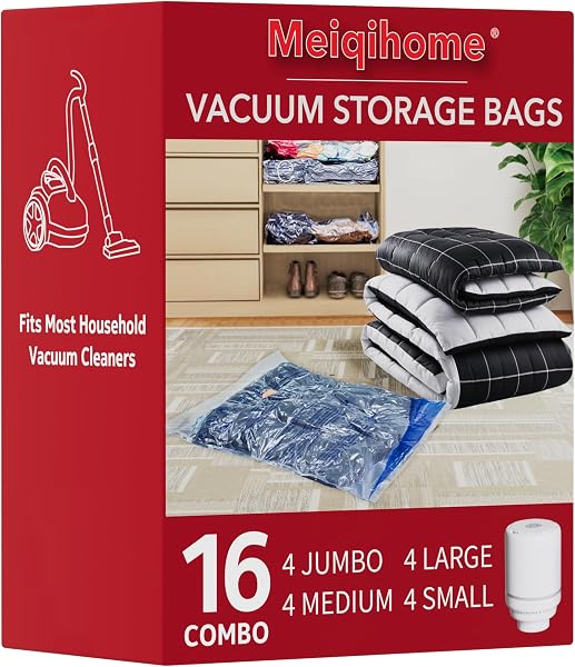 MEIQIHOME 16 Pack Vacuum Storage Bags with Pump