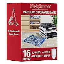 MEIQIHOME Set da 16 Sacchetti Sottovuoto con Pompa Elettrica – 4J, 4L, 4M, 4S – Sacchetti Compressione per Vestiti, Ideali per Traslochi e Viaggio