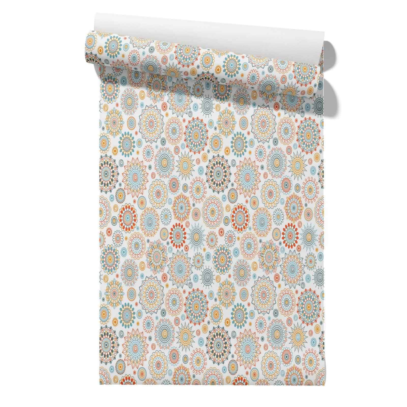CEVAN Kitchen Wallpaper Border Covering Outdoor Mandala Retro Ethnic Retro Vinyl Drawer Liner Plastic Waterproof Decorative Wall Film 45x500cm