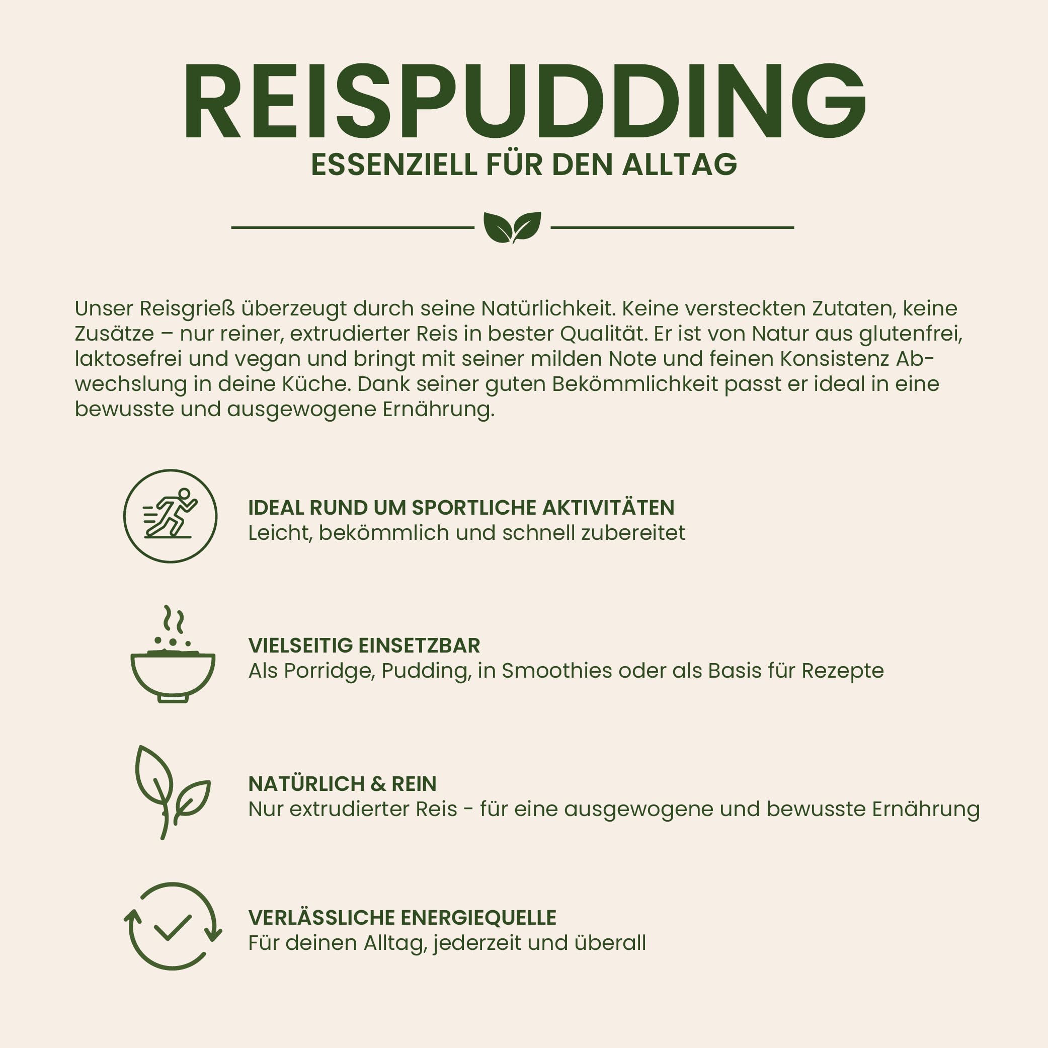 Instant Reispudding 15 kg Rice Pudding Reisgrieß neutral ohne Zucker & Zusätze Fitness Muskelaufbau Reismehl Taste Market