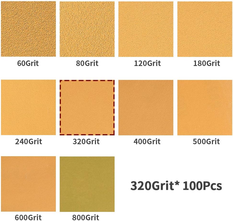SPEEDWOX 100 Pcs 6 Inches Hook and Loop 6 Hole Sanding Discs 320 Grit Dustless Sandpaper Assortment Fit for Random Orbital Sander Yellow Finishing Discs for Automotive Woodworking - Image 3