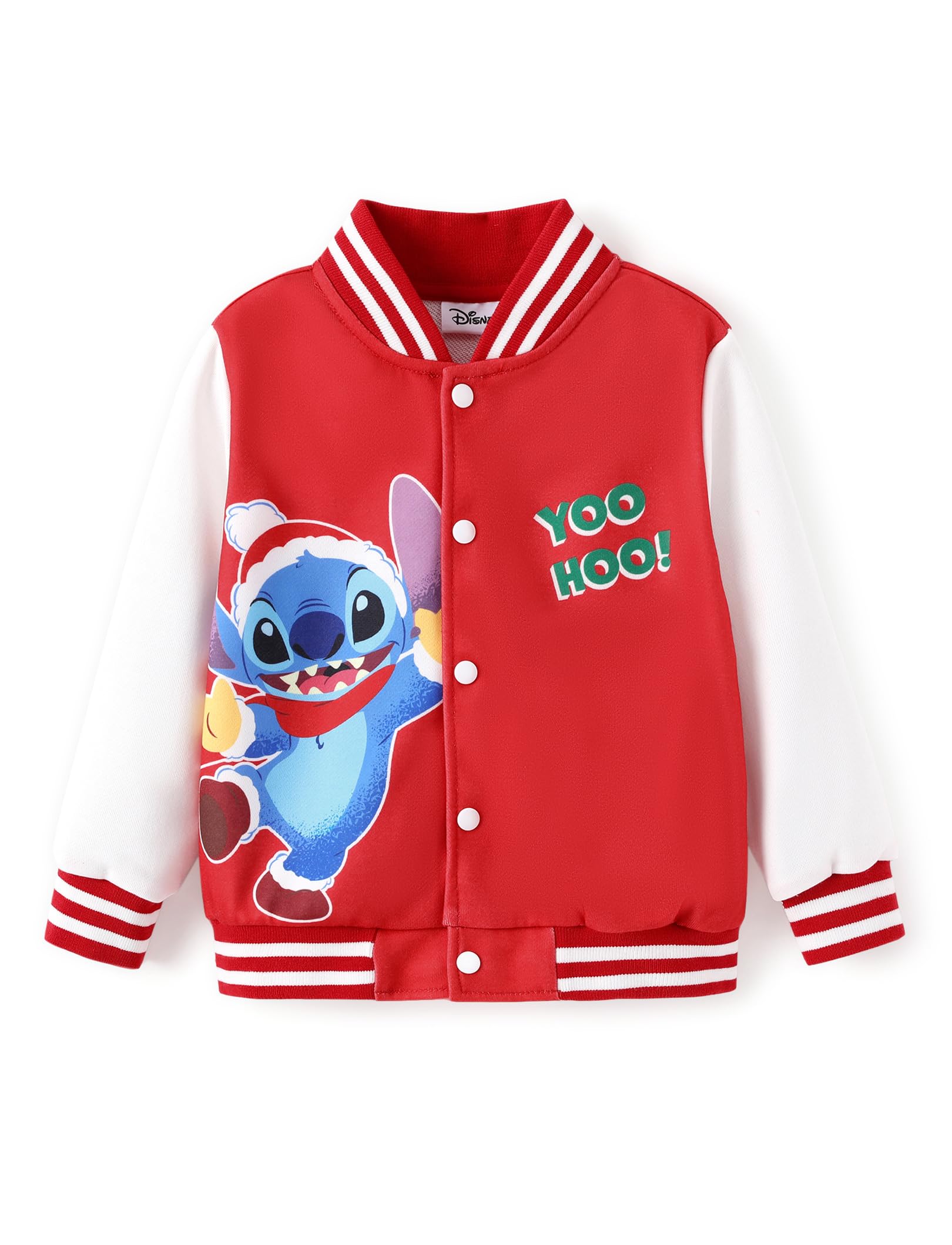 Disney Lilo &amp; Stitch Girls/Boys Christmas Varsity Bomber Letterman School Baseball Jacket Lightweight Sweatshirt Classic Button up Coat 6-7 Years