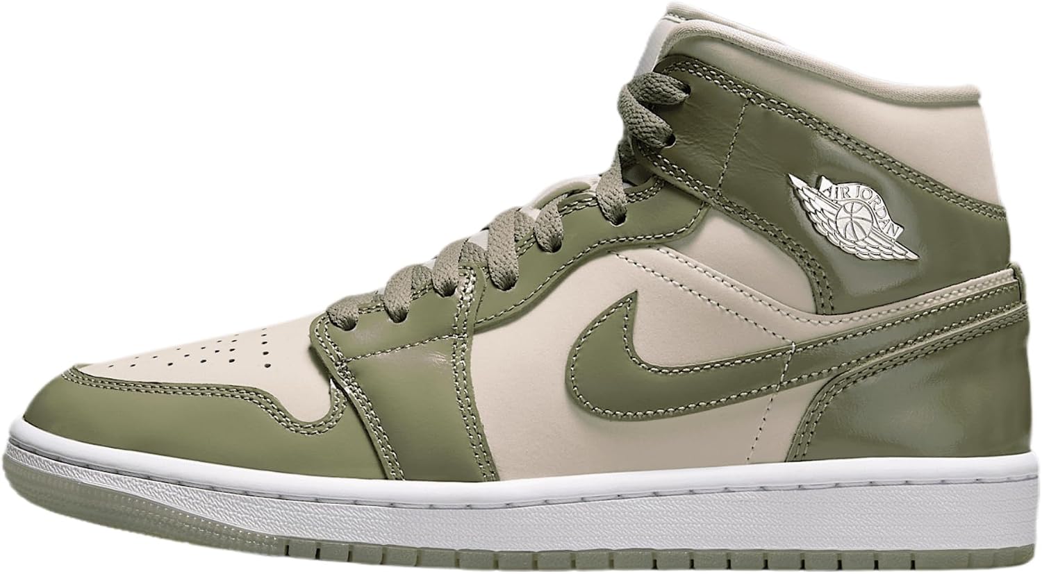 Air Jordan 1 Mid SE Women's Shoes (HF4079-003, Sea Glass/Metallic Silver/White/Oil Green) Size 6