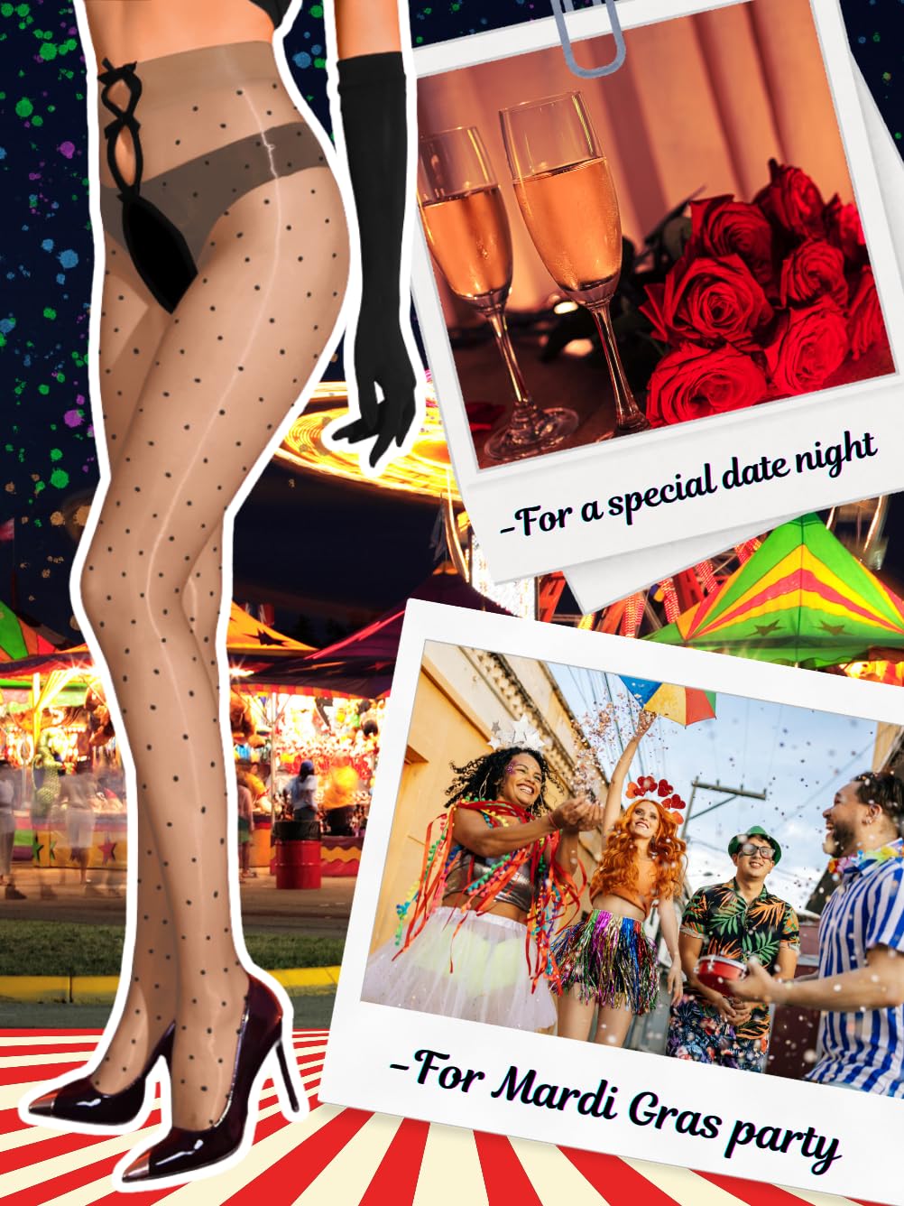 ShawGobow Shimmer Polka Dot Tights,Bow Cut Out Sexy Pantyhose For Women,Sheer Shiny Stockings Valentines Day Fits 00-6: Beige 00-6