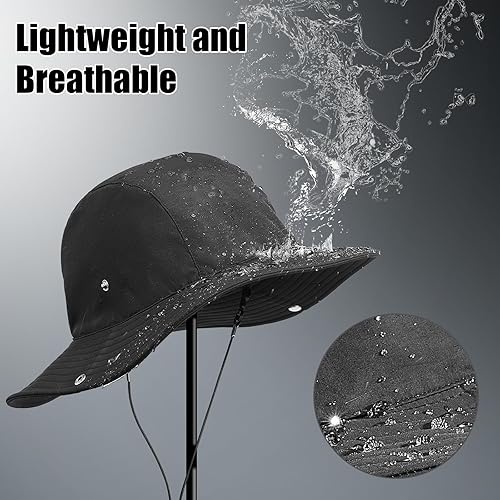 Miniatura 5 de Rain Hat for Women Waterproof Winter Bucket Hat Wide Brim Warm Fleece Lined Bucket Rain Hat UV Protection UPF 50+ Sun Hat Safari Hat for Fishing