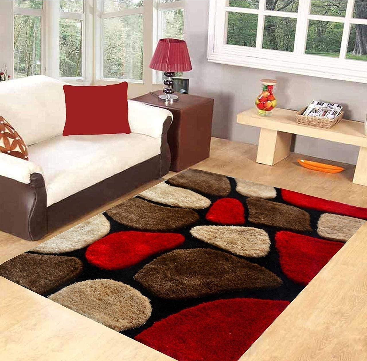 Cursheet Hommz 5x7 Feet Shaggy Carpets for Living Room Soft Fluffy Solid Rugs for Home Kitchen Cabins Hall Area Floor Covering Modern Bedside Runner Big Size Carpets for Bedroom (5x7 Feet, Red Stone) (B0C6GXYL6V) Amazon Price History, Amazon Price Tracker