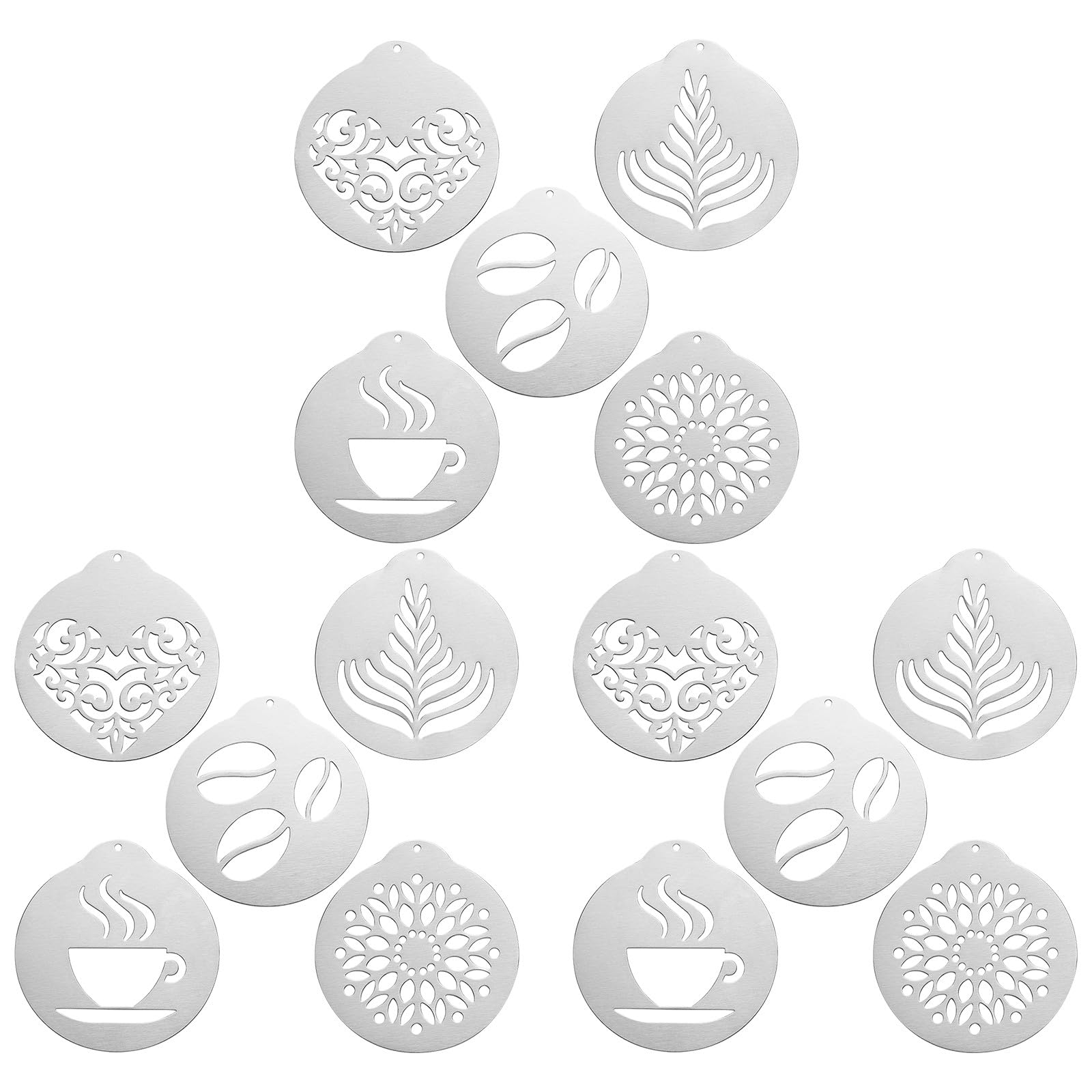 ibasenice 15 plantillas para decorar café, plantillas para arte latte en | Plantillas reutilizables para hornear, ideales para chocolate caliente, capuchino, postres y galletas. Fáciles de usar en